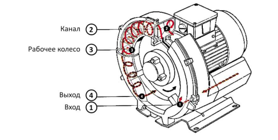 внутренняя конструкция вихревой воздуходувки
