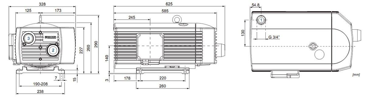 Габаритные размеры (чертеж) Becker DT 4.40/0-400