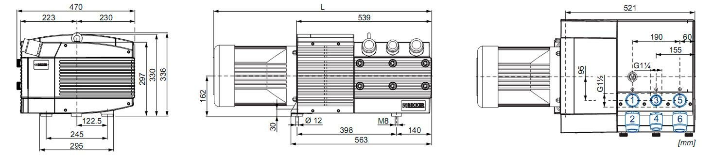 Габаритные размеры (чертеж) Becker DVT 3.100