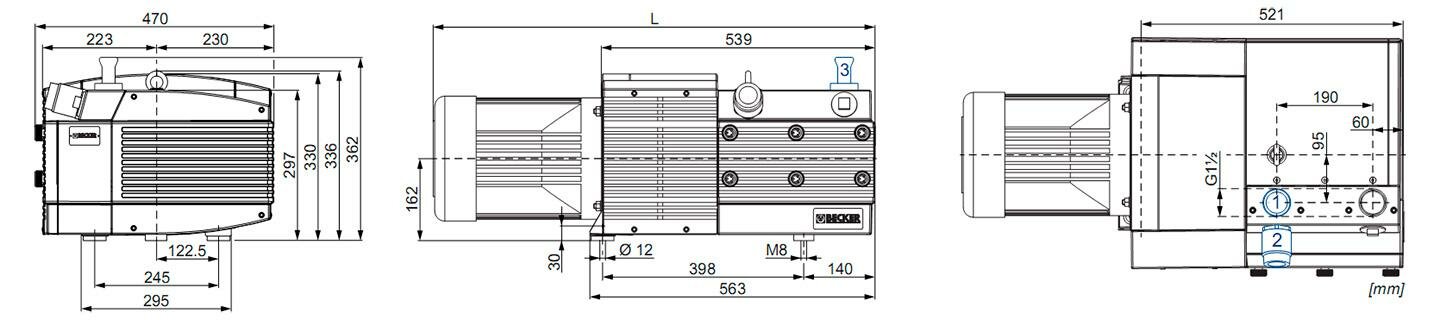 Габаритные размеры (чертеж) Becker KDX 3.140