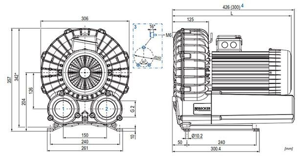 Габаритные размеры (чертеж) Becker SV 200/2 1.1 1F