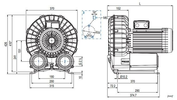 Габаритные размеры (чертеж) Becker SV 300/2 3.0