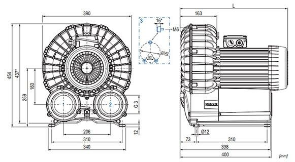 Габаритные размеры (чертеж) Becker SV 400/2 4.0