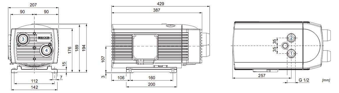 Габаритные размеры (чертеж) Becker T 4.10 DV