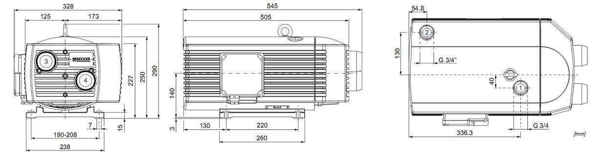 Габаритные размеры (чертеж) Becker T 4.25 DV